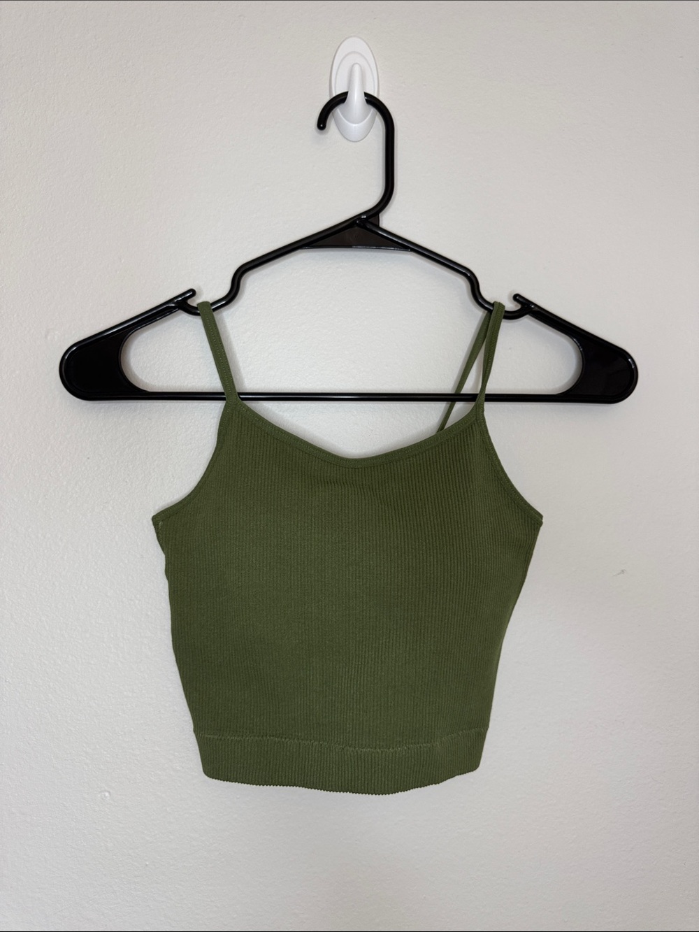 Zenana Olive Green Ribbed Camisole Crop Top